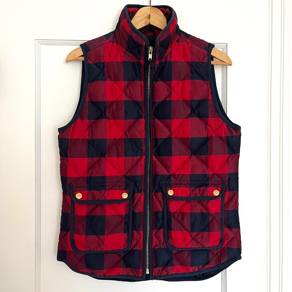 J. Crew Excursion Puffer Down Vest in Buffalo Check | Size XS